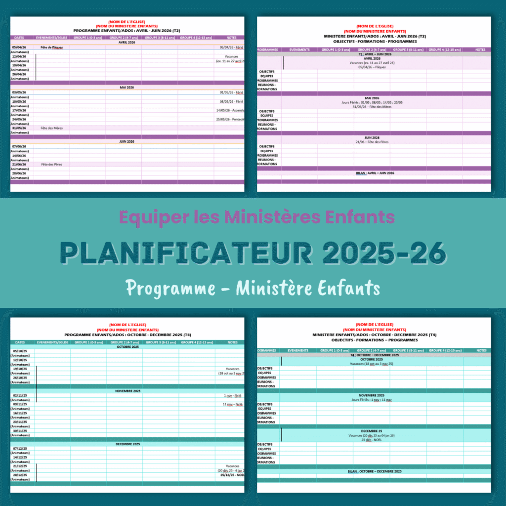 EME Planificateur 2025-26 pour un programme Ministère Enfants