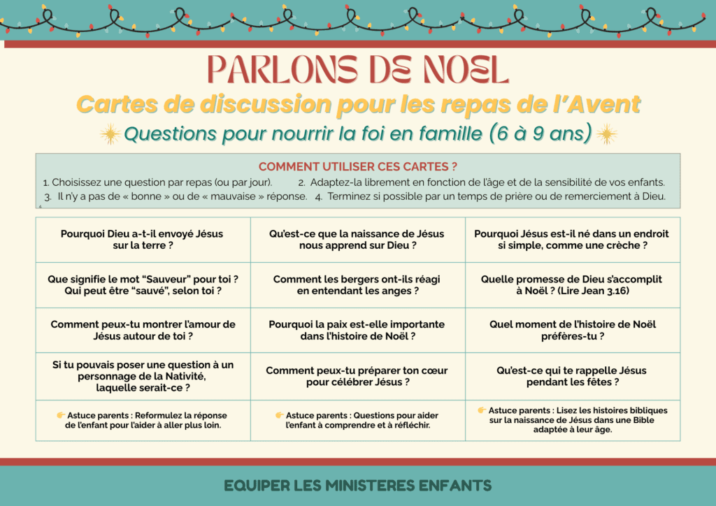 Parlons de Noël - questions de discussion pour les repas de l'Avent