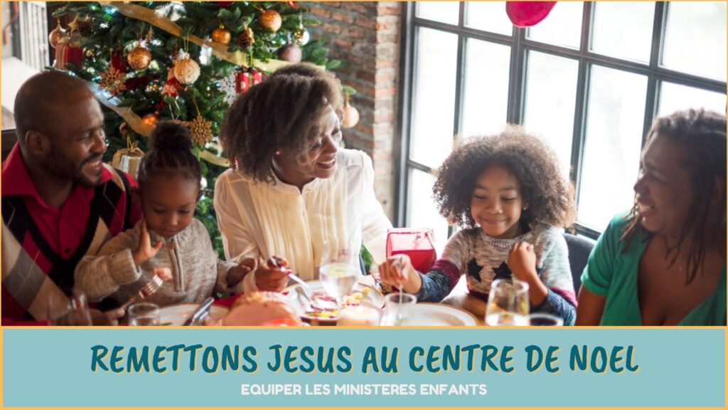 Famille partage repas de Noël