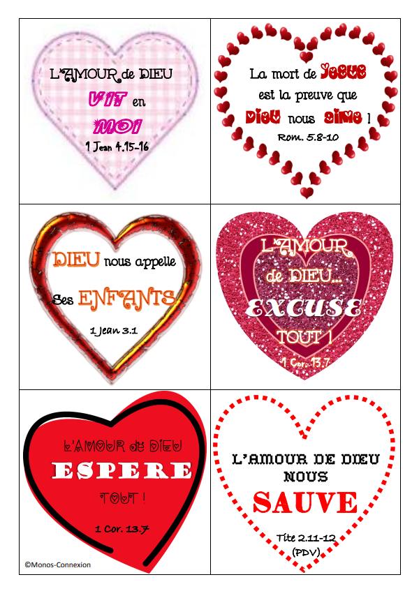 Coeurs avec versets bibliques sur le thème de l'amour_2