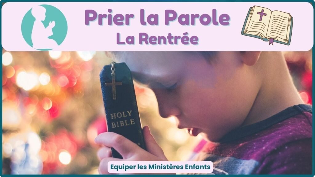 Boy holding Bible and praying